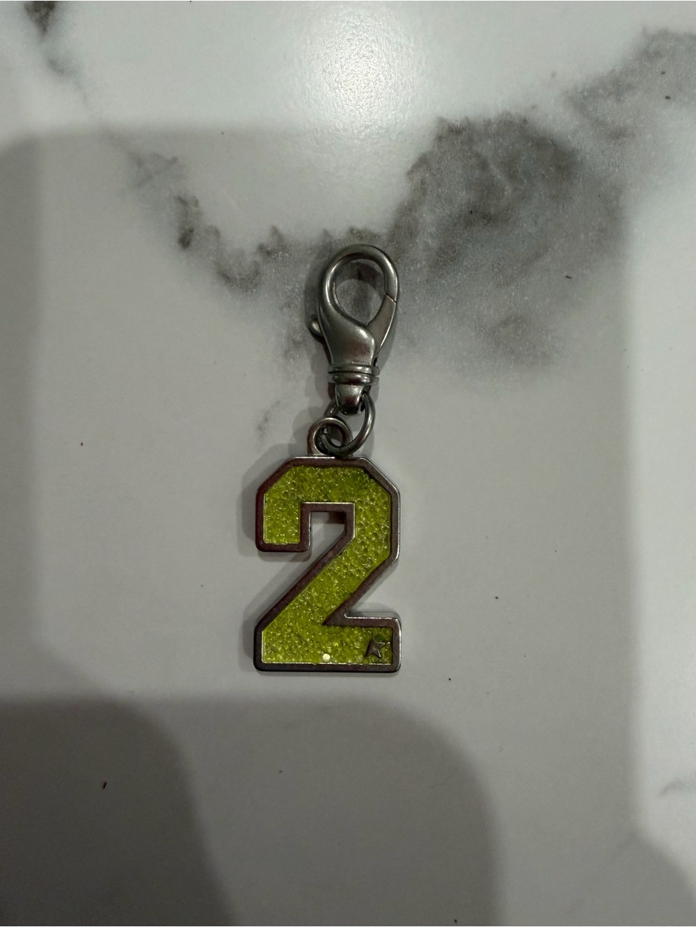 Golden Goose Glitter Number 2 Charm in Lime
